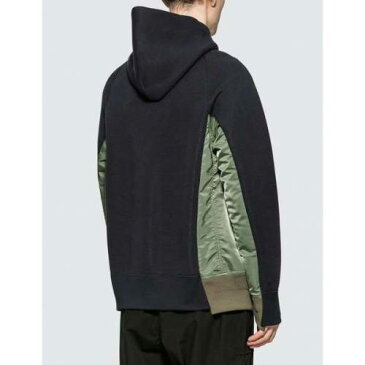 SACAI スウェット 紺 ネイビー 緑 グリーン 【 SWEAT NAVY GREEN SACAI SPONGE X MA1 HOODIE ARMY 】 メンズファッション トップス パーカー