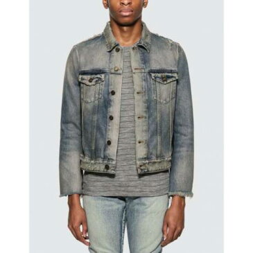 SAINT LAURENT デニム 青 ブルー 【 BLUE SAINT LAURENT DISTRESSED DENIM JACKET 】 メンズファッション コート ジャケット