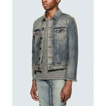 SAINT LAURENT デニム 青 ブルー 【 BLUE SAINT LAURENT DISTRESSED DENIM JACKET 】 メンズファッション コート ジャケット