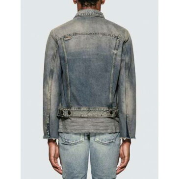 SAINT LAURENT デニム 青 ブルー 【 BLUE SAINT LAURENT DISTRESSED DENIM JACKET 】 メンズファッション コート ジャケット