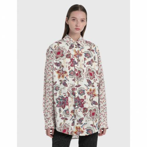 MARINE SERRE 白色 ホワイト レディース 【 MARINE SERRE REGENERATED BEDSHEET LOOSE SHIRT BROKEN WHITE 】