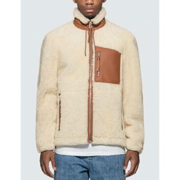 LOEWE 白 ホワイト 【 WHITE LOEWE SHEARLING JACKET TAN 】 メンズファッション コート ジャケット