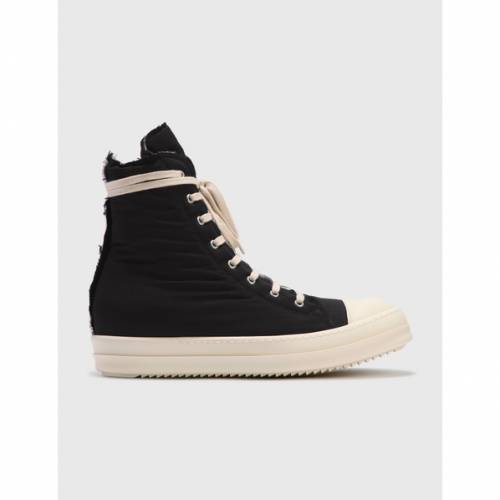 リック・オウエンス・ダークシャドウ 黒色 ブラック スニーカー メンズ 【 RICK OWENS DRKSHDW SCARPE IMBOTTITE SNEAKERS BLACK MILK 】