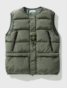 ストーンアイランド ダウン ジャケット ベスト 黒色 ブラック カーキ ダウンジャケット & メンズ 【 STONE ISLAND PACKABLE VEST BLACK KHAKI 】
