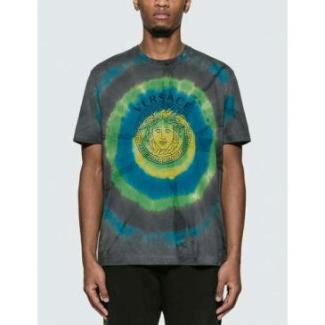 VERSACE Tシャツ 赤 レッド 青 ブルー 【 RED BLUE VERSACE TIEDYE MEDUSA TSHIRT 】 メンズファッション トップス Tシャツ カットソー