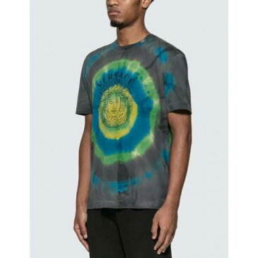 VERSACE Tシャツ 赤 レッド 青 ブルー 【 RED BLUE VERSACE TIEDYE MEDUSA TSHIRT 】 メンズファッション トップス Tシャツ カットソー