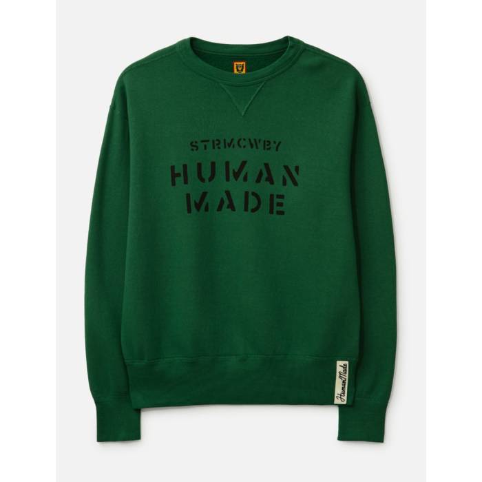 �ҥ塼�ޥ�ᥤ�� Human Made �� Tsuriami Sweatshirt Men Green �� �������å� �ȥ졼�ʡ� ��󥺥ե��å���� �ȥåץ�...