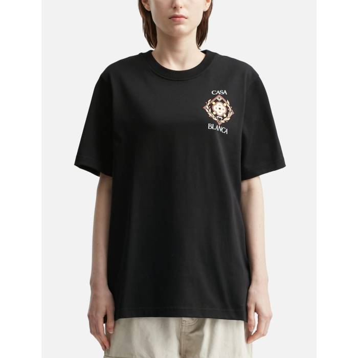 Three-Quarter - カサブランカ Casablanca 【 Championship Diamond T-Shirt Women Black 】 ダイヤモンド Tシャツ レディース 黒色 ブラック