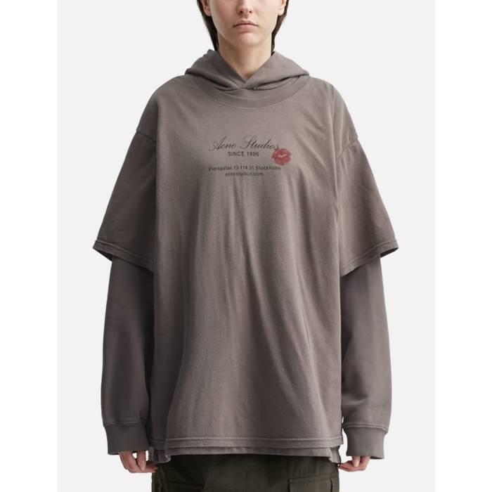 �����ͥ��ȥ��ǥ����� Acne Studios �� Double Layered Hoodie Women Gray �� �ա��ǥ��� �ѡ����� ��ǥ����� gr...