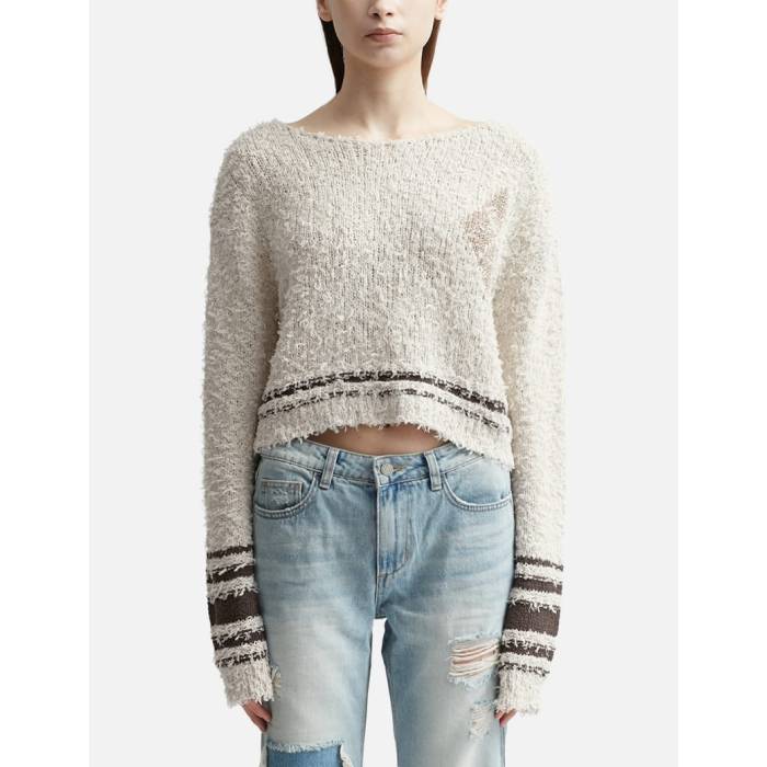 Open Yy �� Argyle Cropped Knit Pullover Women Beige �� �˥å� ��ǥ������ե��å���� �ȥåץ� �˥å� ����...