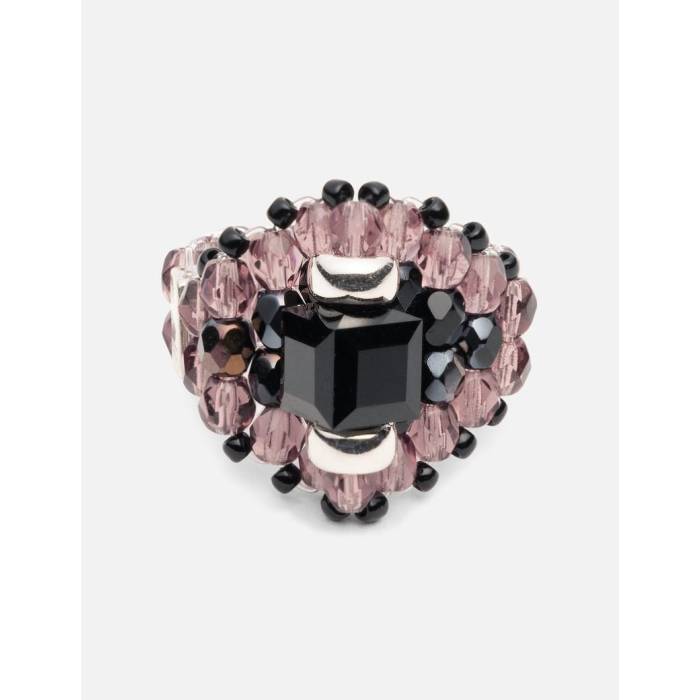 ニードルズ Needles 【 X Tie A Knot Square Crystal Beads Ring Men B-Black/ Purple 】 ネクタイ メンズ Purple 紫・パープル