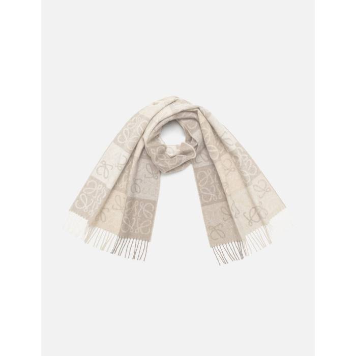 ������ Loewe �� Checkerboard Scarf Unisex White/ Beige �� �������� ��˥��å��� �� �ۥ磻�� �١�����