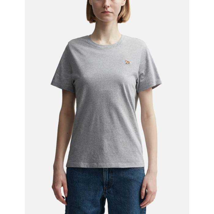 【 Baby Fox Patch Regular T-Shirt Women Medium Gray Melange 】 フォックス Tシャツ レディースファッション トップス Tシャツ カットソー レディース gray 灰色・グレー・グレイ(4)