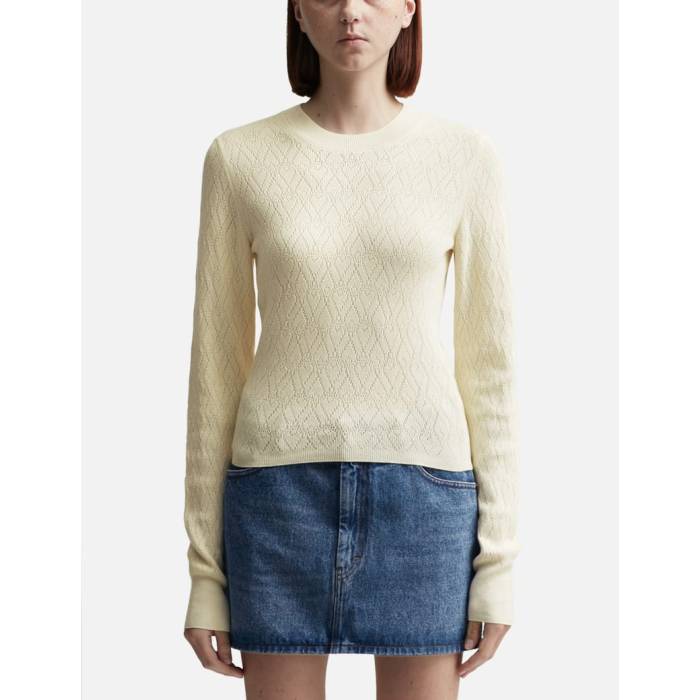 アミ Ami 【 De Coeur Pointelle Crew Neck Sweater Women Off-White 】 クルー トレーナー レディース ...