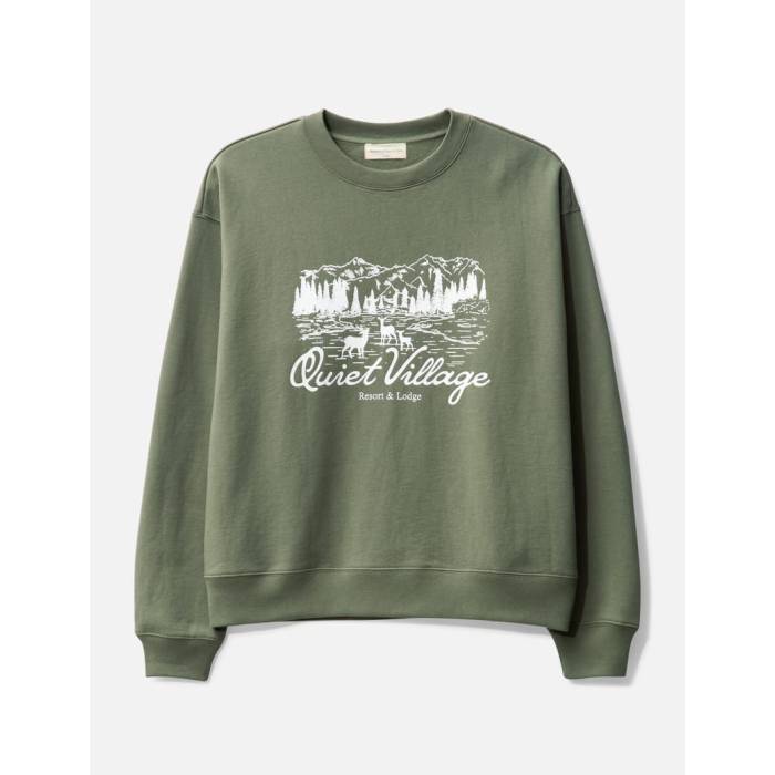 Museum Of Peace & Quiet 【 Quiet Village Crewneck Sweatshirt Unisex Olive 】 ビレッジ・ヴィレッジ スウェット トレーナー ユニセックス olive オリーブ