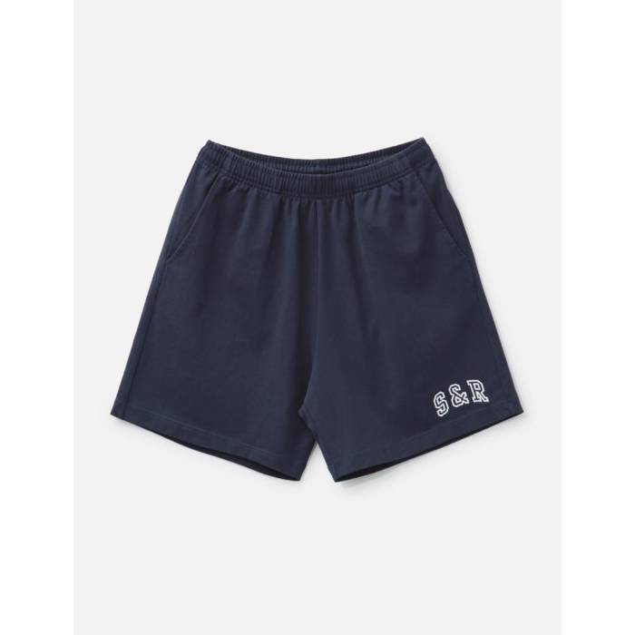 Sporty & Rich 【 S&R Ivy Gym Short Unisex Navy / White 】 ユニセックス 紺色 ネイビー 白色 ホワイト