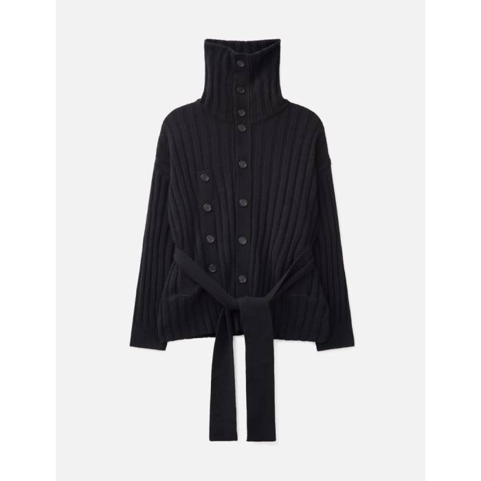 Songzio �� Asymmetric High Neck Knit Coat Men Black �� �ϥ� �˥å� ��� ���� �֥�å�