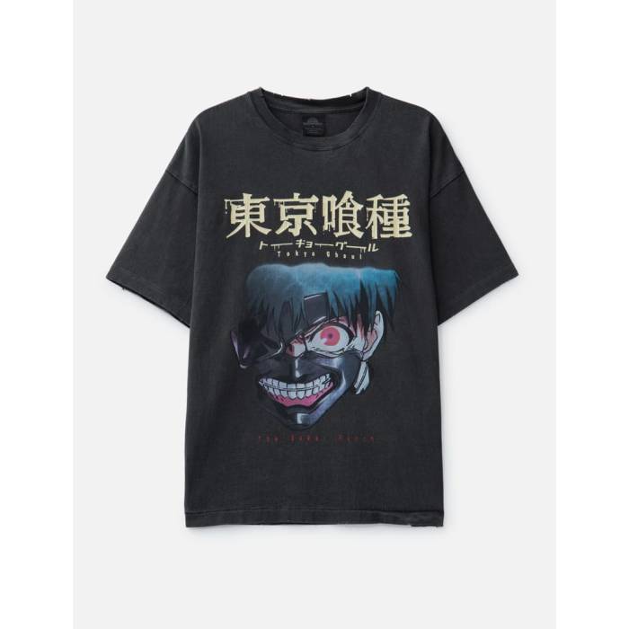 The Sugar Punch 【 Tokyo Ghoul Short Sleeve T-Shirt (Kaneki Mask) Men Black 】 Sleeve スリーブ Tシャツ メンズ 黒色 ブラック
