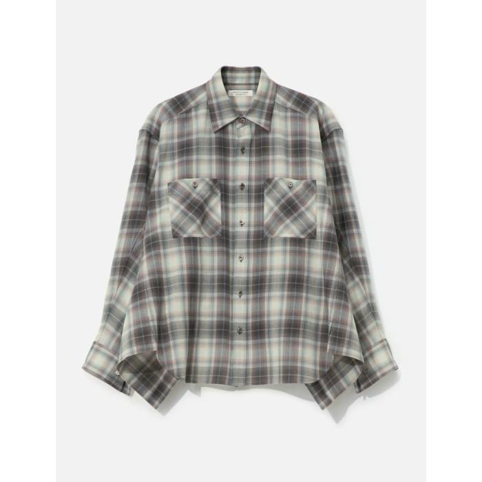Beautiful People 【 Double-End Fresco Flannel Check Shirt Unisex Light Gray 】 ユニセックス gray 灰色・グレー・グレイ