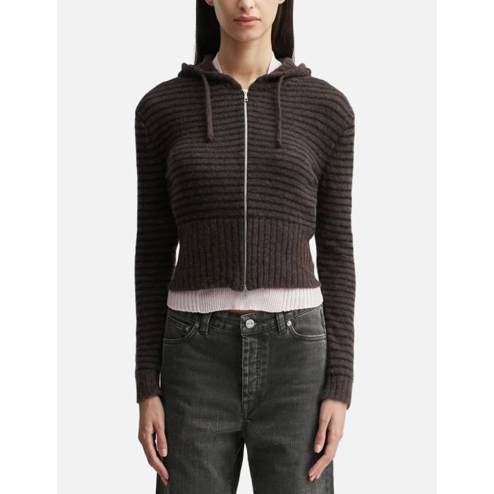 ����쥬���� Our Legacy �� Compact Hood Women Dirt Stripe Fuzzy Alpaca �� ��ǥ����� Stripe ...