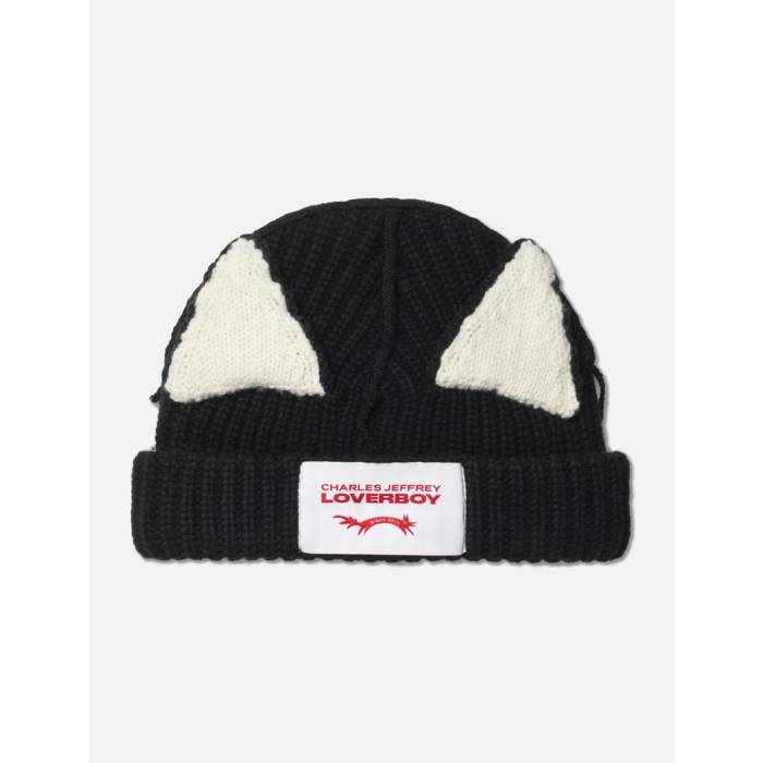 Charles Jeffrey Loverboy 【 Chunky Ears Beanie Unisex Black/ Ecru 】 キャップ 帽子 ユニセックス 黒色 ブラック