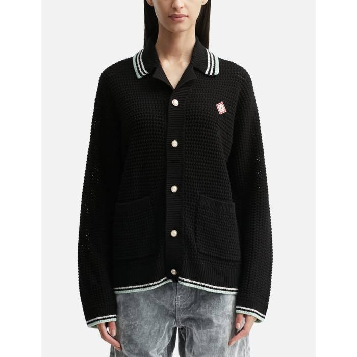 �����֥�� Casablanca �� Embroidered Cotton Crochet Long Sleeve Shirt Unisex Black �� ...