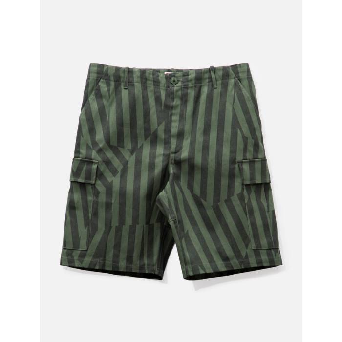 ケンゾー Kenzo 【 Dazzle Stripe Cargo Shorts Men Sage Green 】 Stripe ストライプ カーゴ ショーツ メンズ green 緑・グリーン
