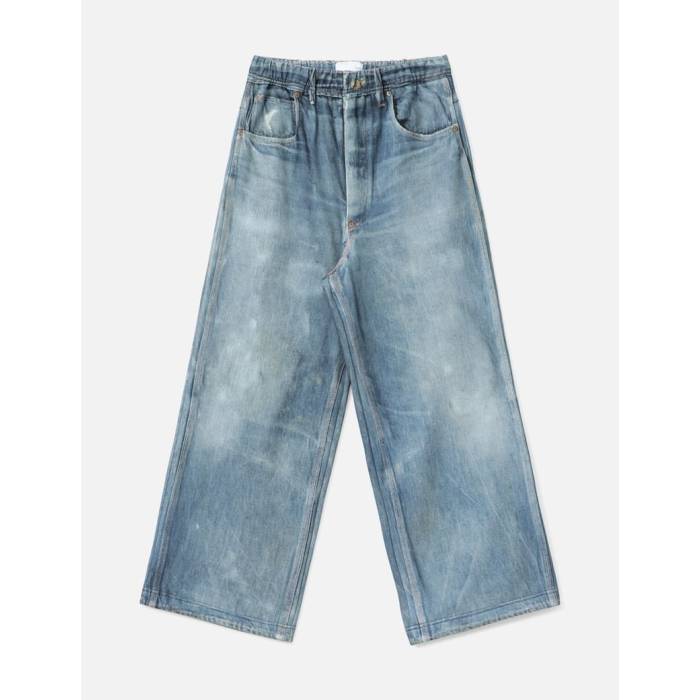 Tolq 【 Trompe L'oeil Denim Sweatpants Unisex Blue 】 デニム ロングタイツ ユニセックス 青色 ブルー