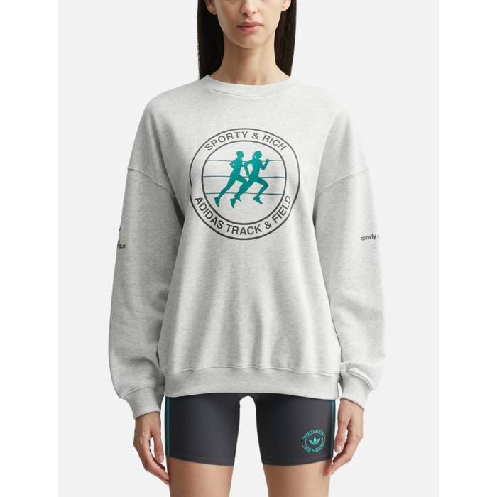 ���ǥ����� Adidas Originals �� Sporty & Rich X Sweater Women Light Grey Heather �� �ȥ졼��...