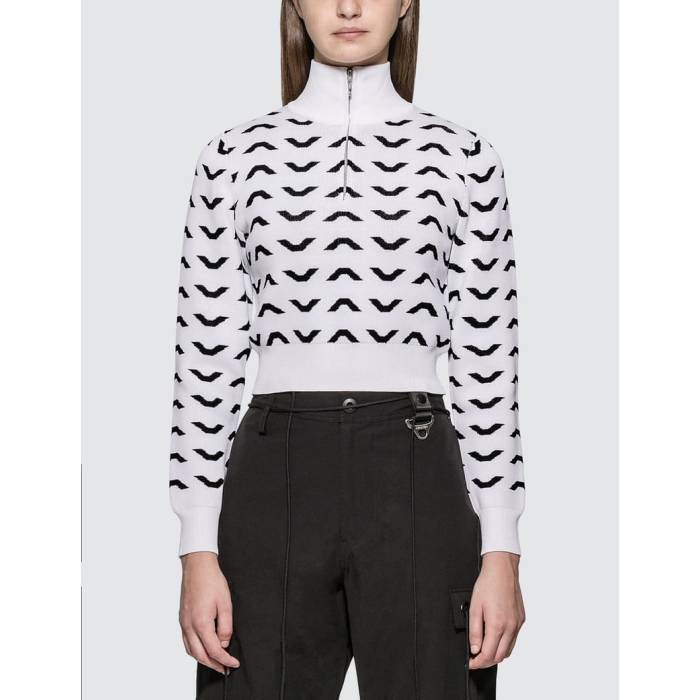Alch �� Cropped Half-Zip Jumper Women White / Black �� ��ǥ����� �� �ۥ磻�� ���� �֥�å�