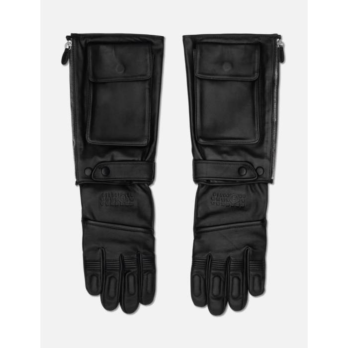 メゾン マルジェラ Mm6 Maison Margiela 【 Mm6 X Agnelle Leather Gloves Men Black 】 レザー 手袋 ..