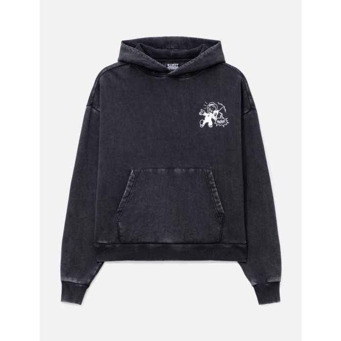 Market 【 Walking And Talking Lawyer Hoodie Men Washed Black 】 フーディー パーカー メンズ 黒色 ブラック