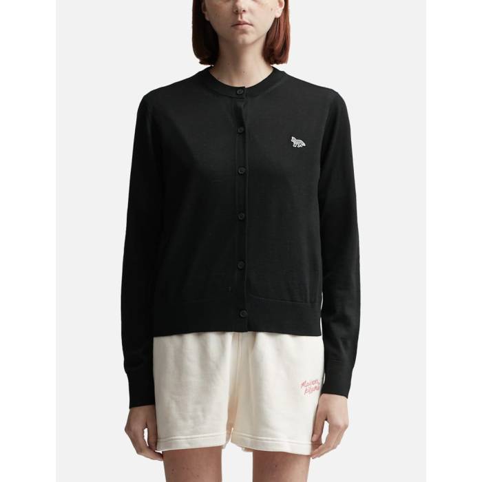 �� Baby Fox Patch Regular Cardigan Women Black �� �ե��å��� �����ǥ����� ��ǥ����� ���� �֥�å�