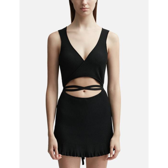 Ester Manas 【 Mini Peephole Knit Dress Women Black 】 ニット ドレス レディース 黒色 ブラック