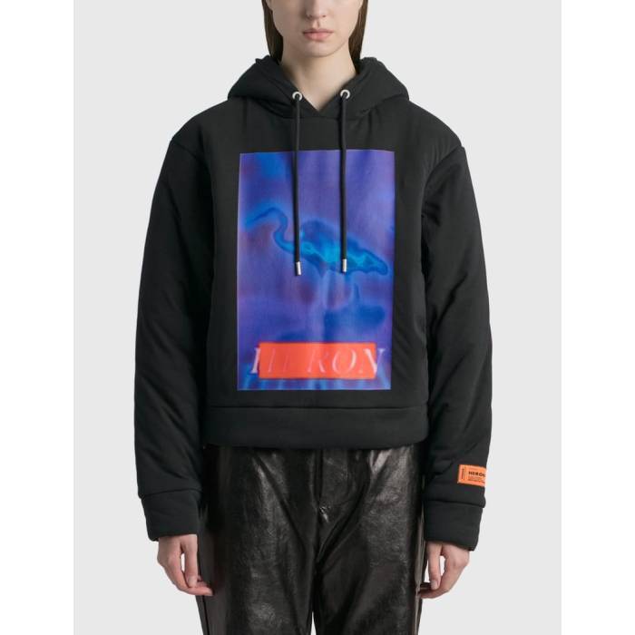 �إ���ץ쥹�ȥ� Heron Preston �� Censored Graphic Print Padded Hoodie Women Black �� ����ե�...