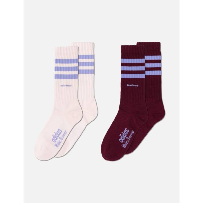 アディダス Adidas Originals 【 Wales Bonner 3-Stripes Socks Unisex Maroon / Wonder Quartz 】 ソックス・靴下 ユニセックス マルーン