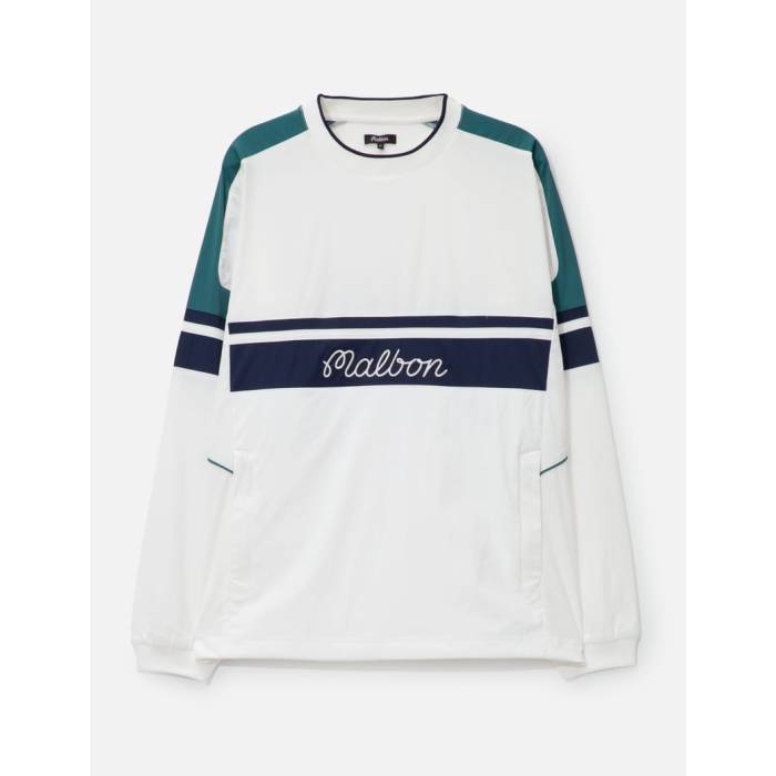 Malbon Golf �� Sportiva Nylon Popover Men White �� �ʥ����� ��󥺥ե��å���� �ȥåץ� �������å� �ȥ졼�ʡ�...