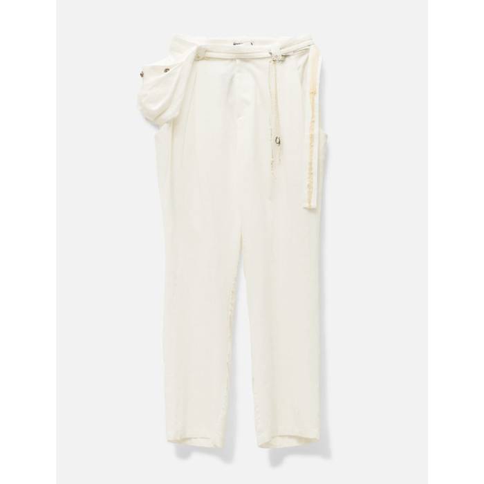 Hyein Seo 【 Wide Leg Bag Pants Men White 】 バッグ メンズファッション ズボン パンツ メンズ 白色 ホワイト