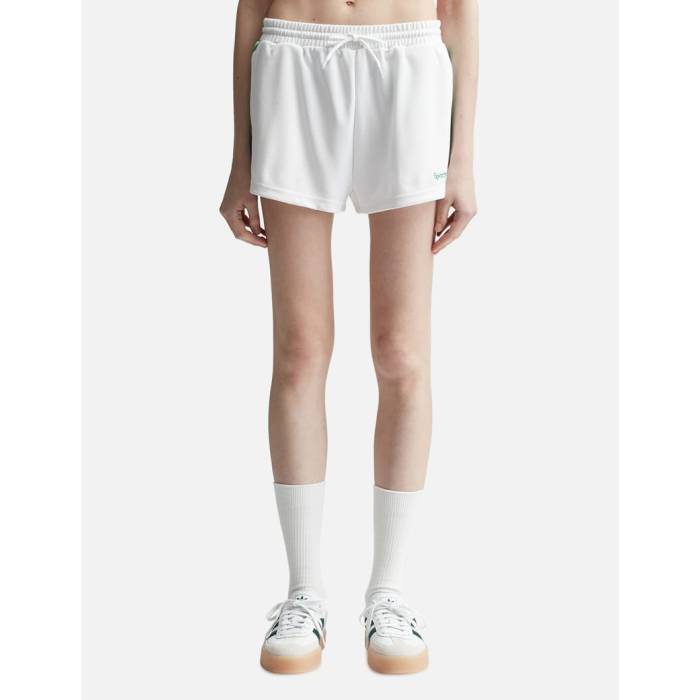 Sporty & Rich 【 Serif Logo Roller Shorts White/Verde Women White/Verde 】 ロゴ ショーツ レディース 白色 ホワイト