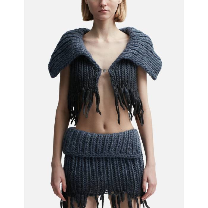 Misbhv 【 Coated Bulky Knitted Top Women Denim Blue 】 レディースファッション トップス ニット セ..