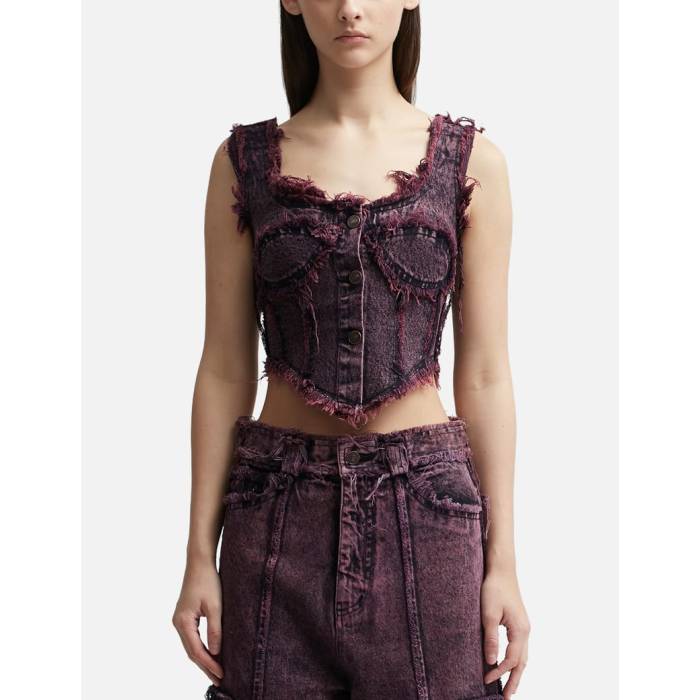 Dhruv Kapoor 【 Destroyed Denim Corset Women Plum 】 デニム レディースファッション トップス その..