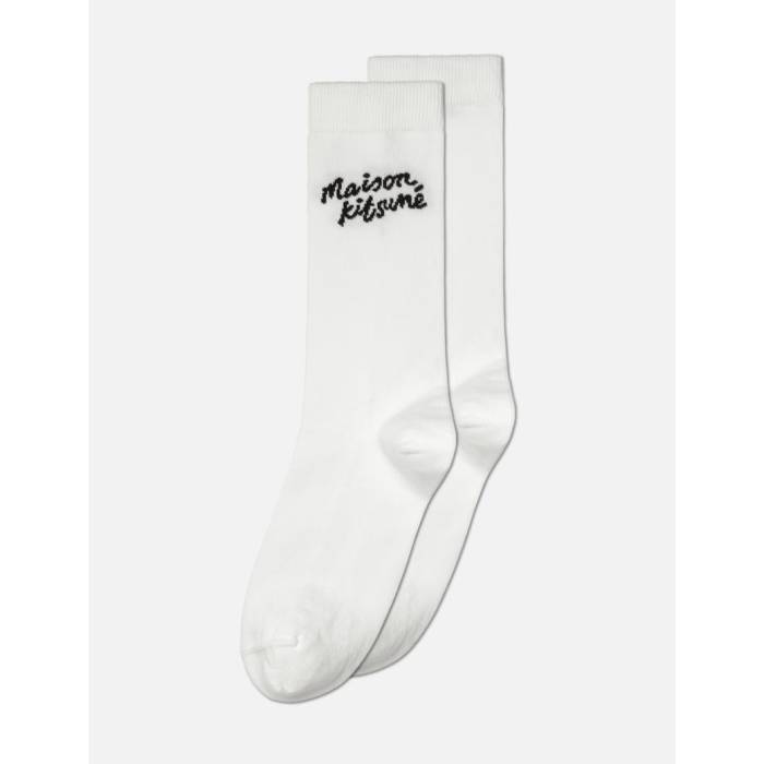 �� Maison Kitsune Handwriting Socks Women White �� ���å��������� ����ʡ� ���� �ʥ��ȥ����� ��ǥ����� ����...