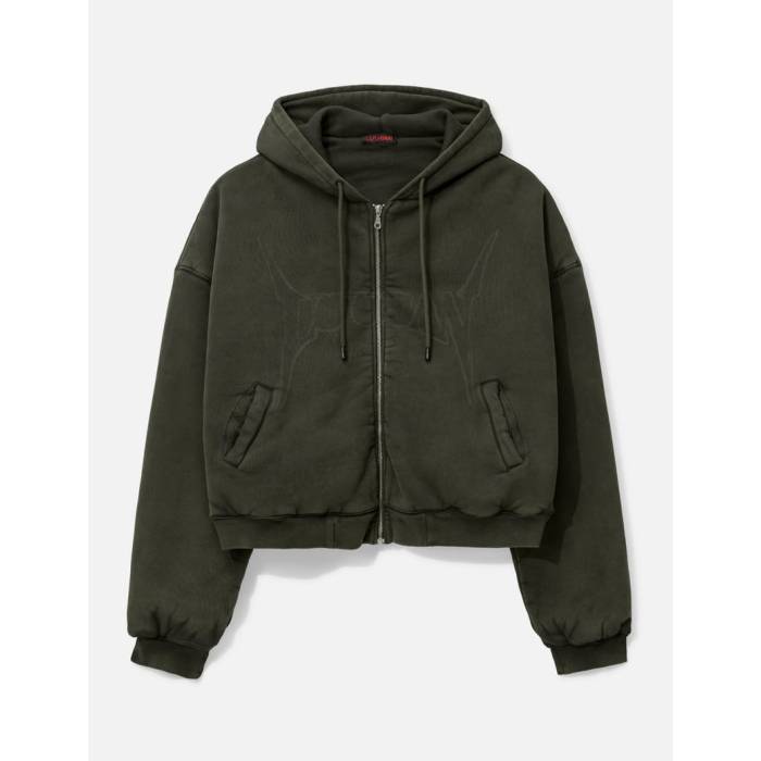 Luu Dan 【 Washed Out Zip Up Hoodie Unisex Dark Fog 】 フーディー パーカー ユニセックス