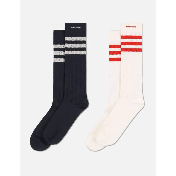 アディダス Adidas Originals 【 Wales Bonner Crochet Hi Sock Unisex Chalk White / Night Navy 】 ユニセックス 白色 ホワイト ナイト 紺色 ネイビー