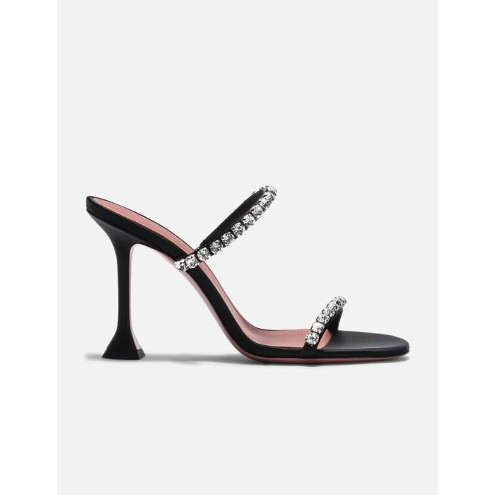 Amina Muaddi �� Gigi Slipper 95 Women Black Satin �� �� ��ǥ������� ������� ����¾ ��ǥ����� ���� �֥�...