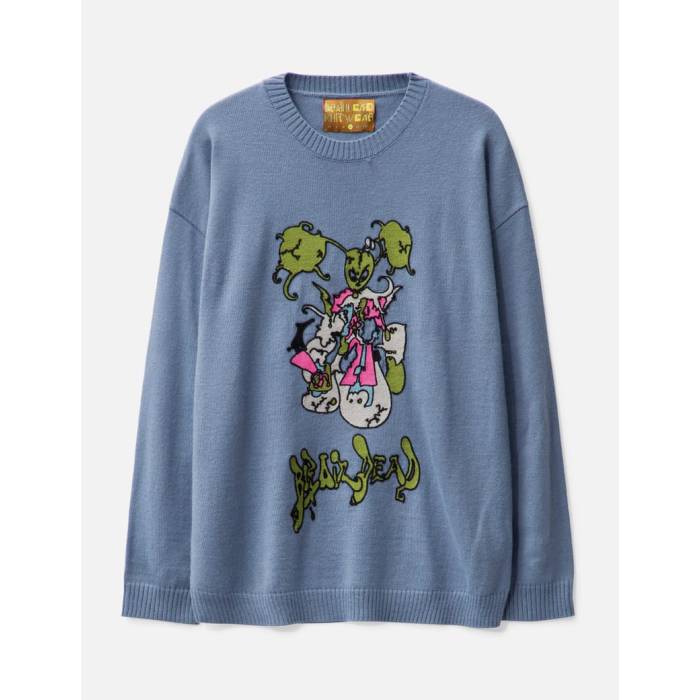 Brain Dead 【 Cyber Bunny Sweater Men Blue 】 トレーナー メンズファッション トップス ニット セーター メンズ 青色 ブルー