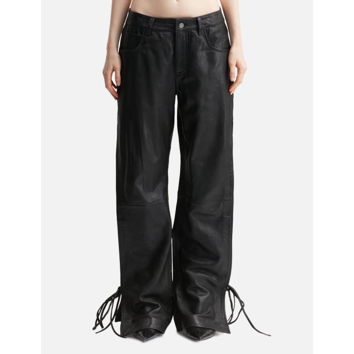 Won Hundred 【 Baggy String Leather Trousers Women Licorice 】 レザー レディース