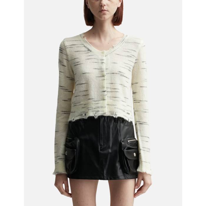 Lesugiatelier �� Wool Alpaca U-Neck Crop Cardigan Women Ivory �� Crop �����å� �����ǥ����� ...