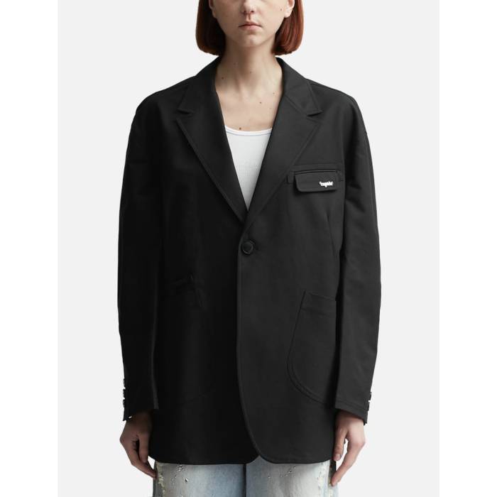 Lesugiatelier 【 Oversized Pocket Detail Single-Breasted Blazer Women Black 】 ブレイザー レディース 黒色 ブラック