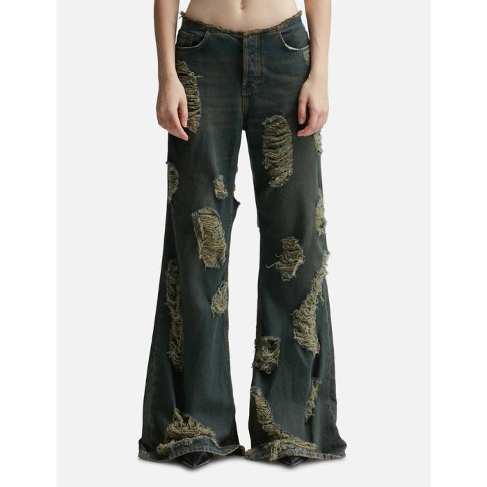 アクネストゥディオズ Acne Studios 【 Loose Fit Distressed Jeans Women Blue/Green 】 ジーンズ レディースファッション ボトムス パンツ レディース 青色 ブルー green 緑・グリーン